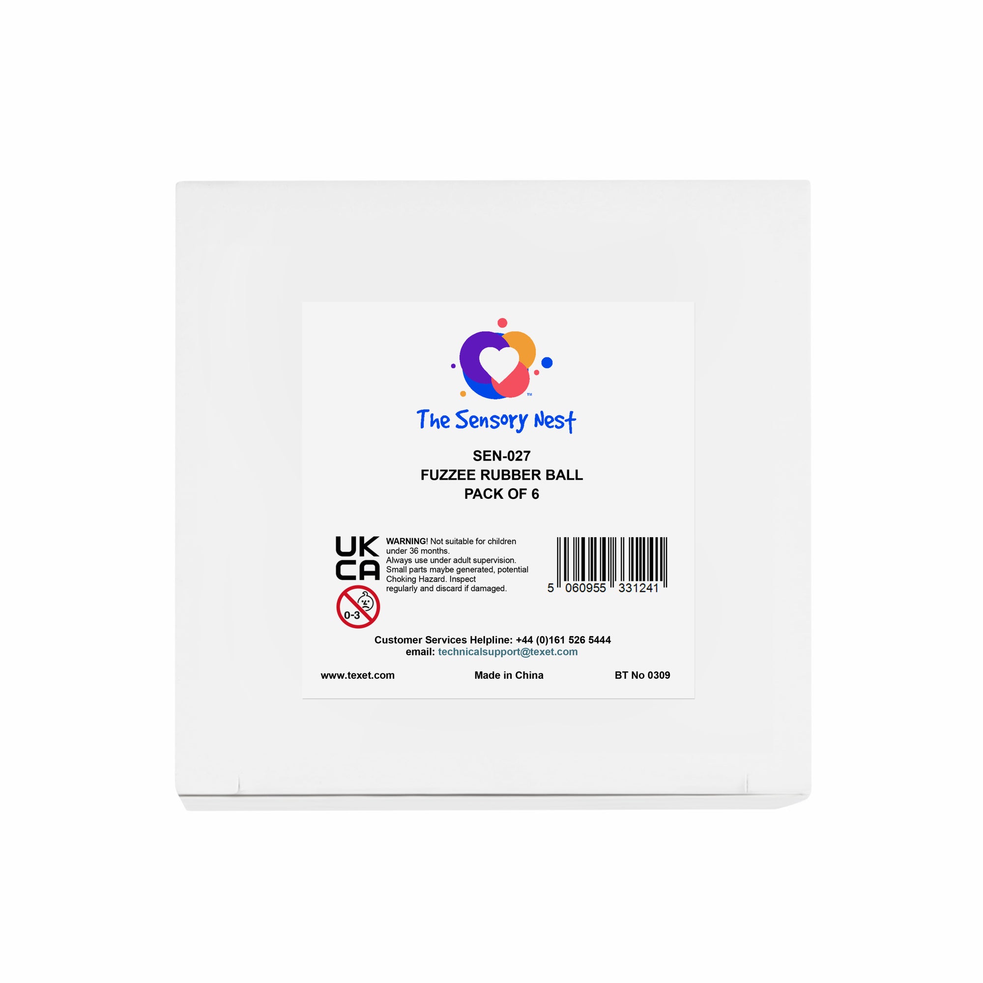 Fuzzee Rubber Ball - Sensory Tactile Stress Relief Toys, Pack of 6