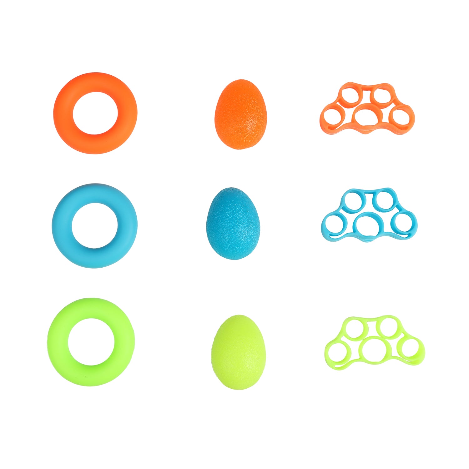 Silicone Hand Strengthener Set – Grip & Finger Exercise Kit, Pack of 9