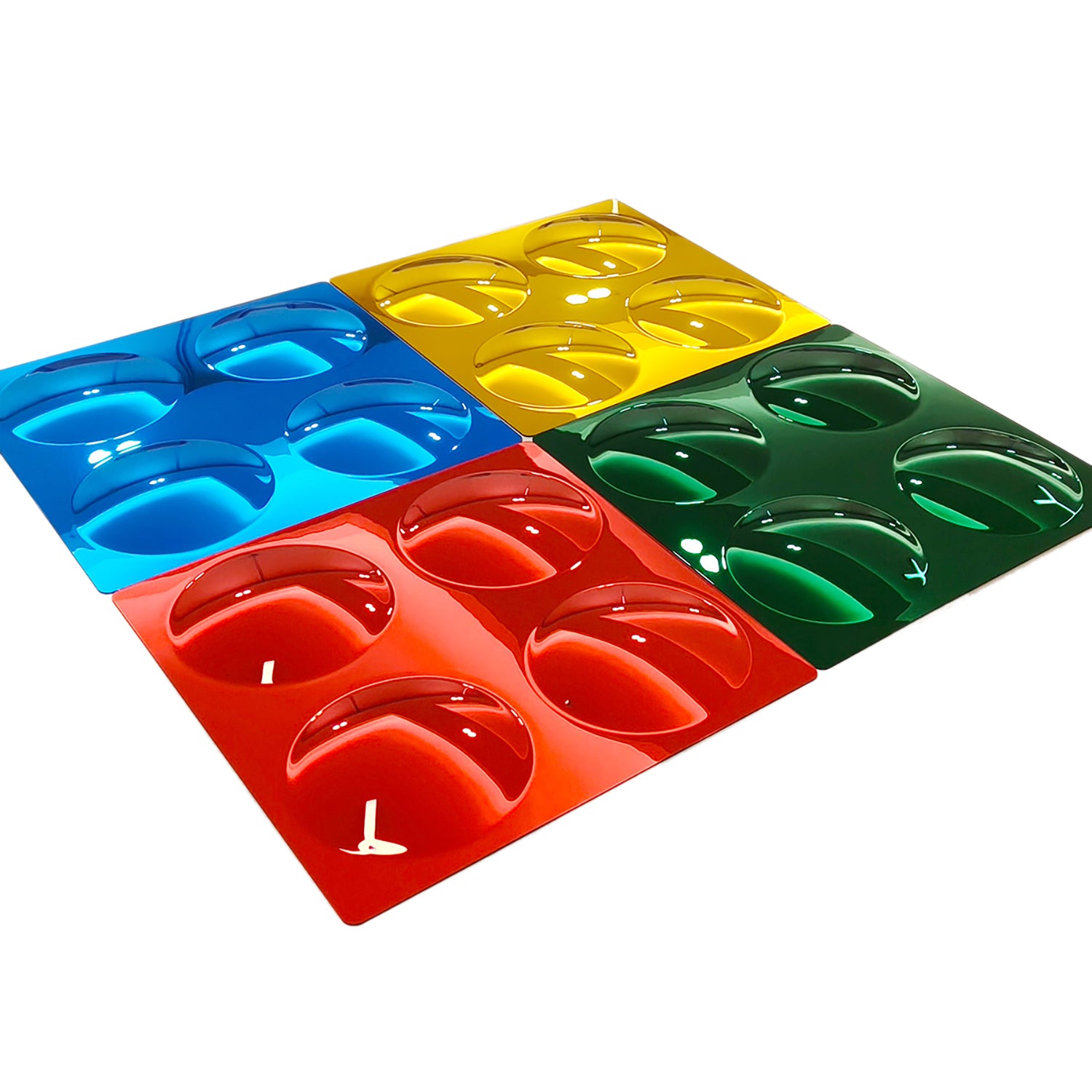 Coloured 4 Bubble Convex Mirror, Pack of 4