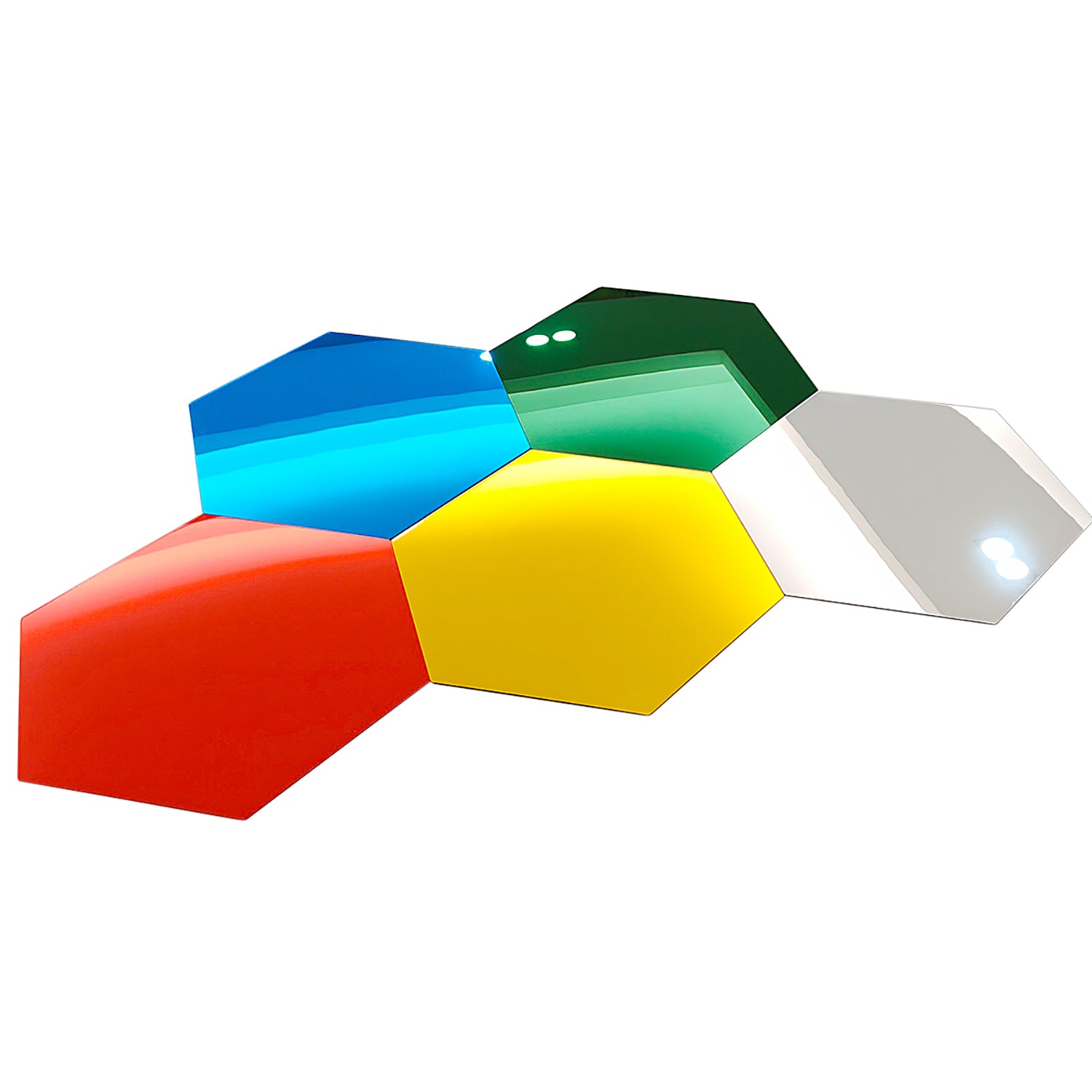 Coloured Hexagon Mirror, Pack of 5