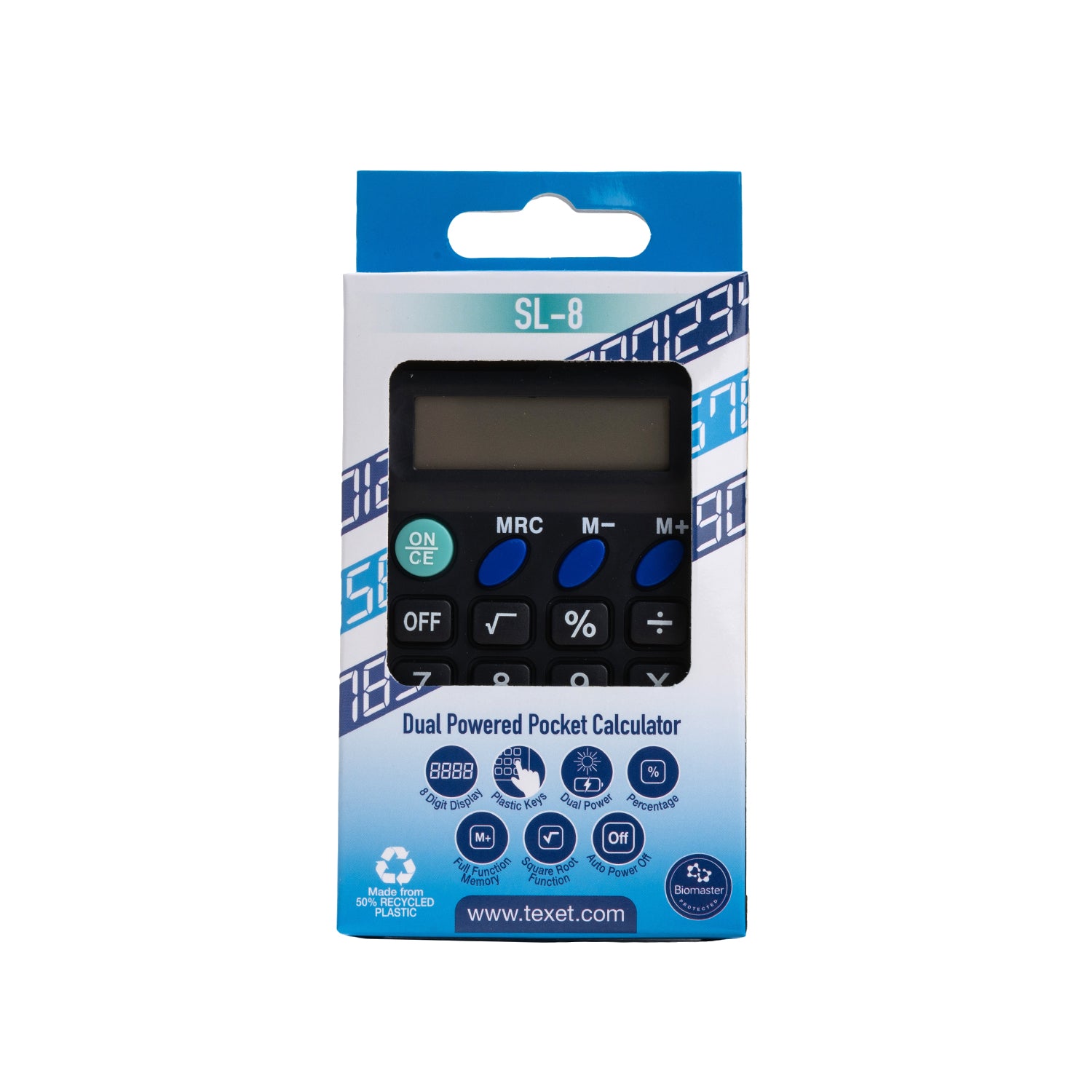 SL8 BLACK 8 Digit Dual Powered Pocket Calculator