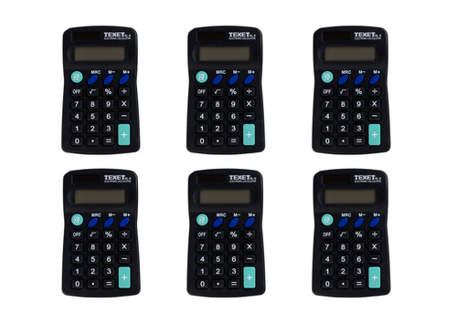 8 Digit Pocket Calculator Dual Power, Pack of 6