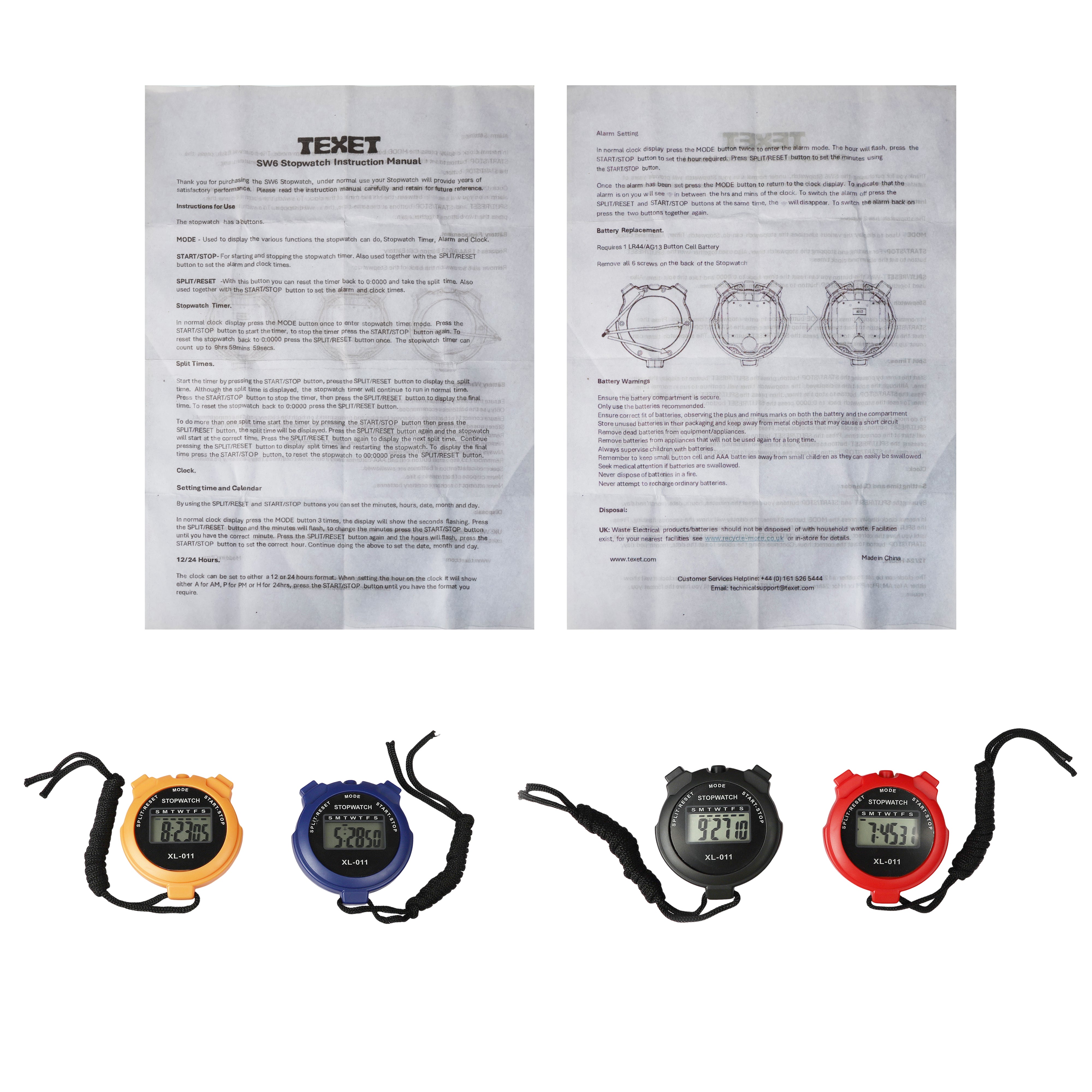 Texet Digital Team Stopwatch, Pack of 4