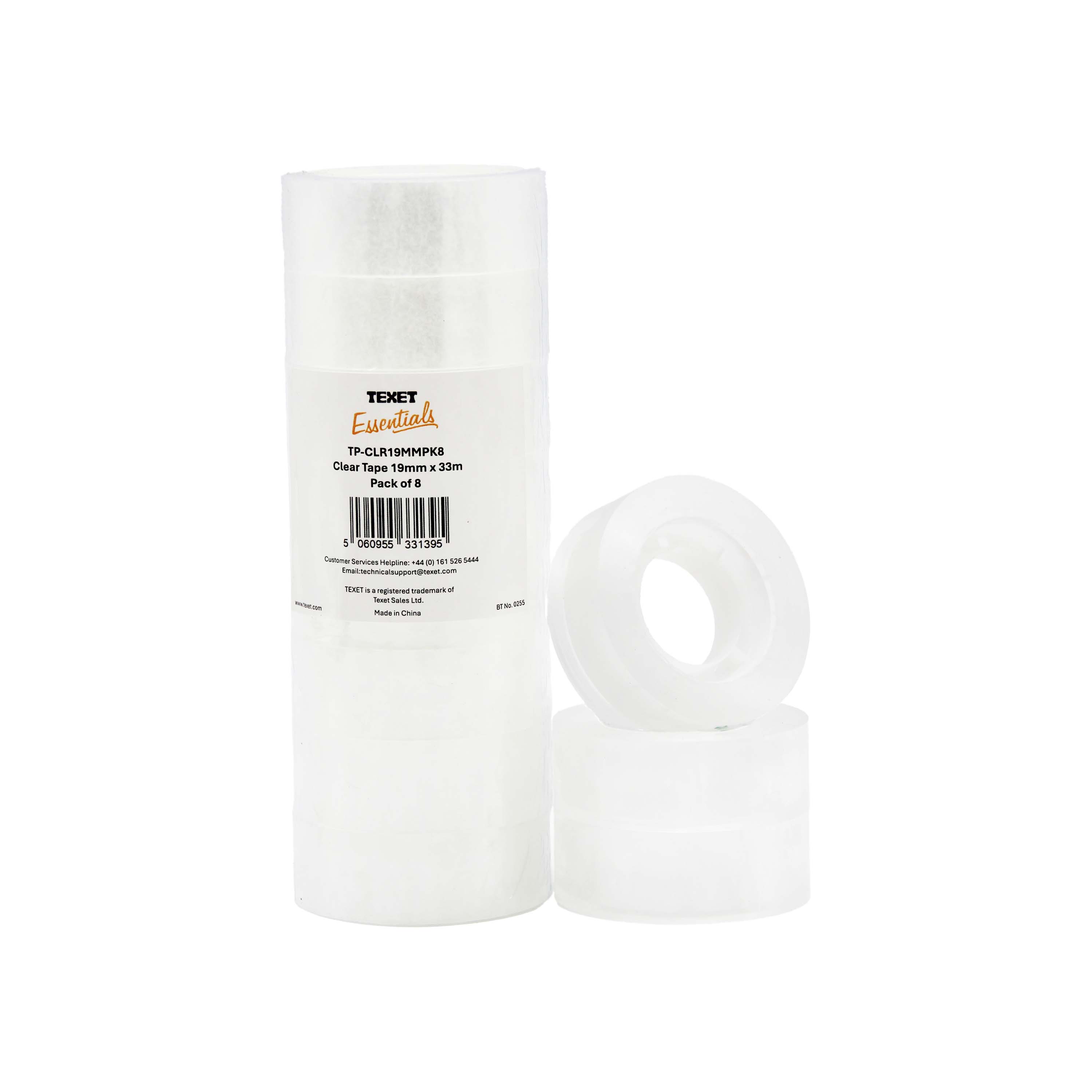 PP Clear Tape 19mm x 33m, Pack of 8