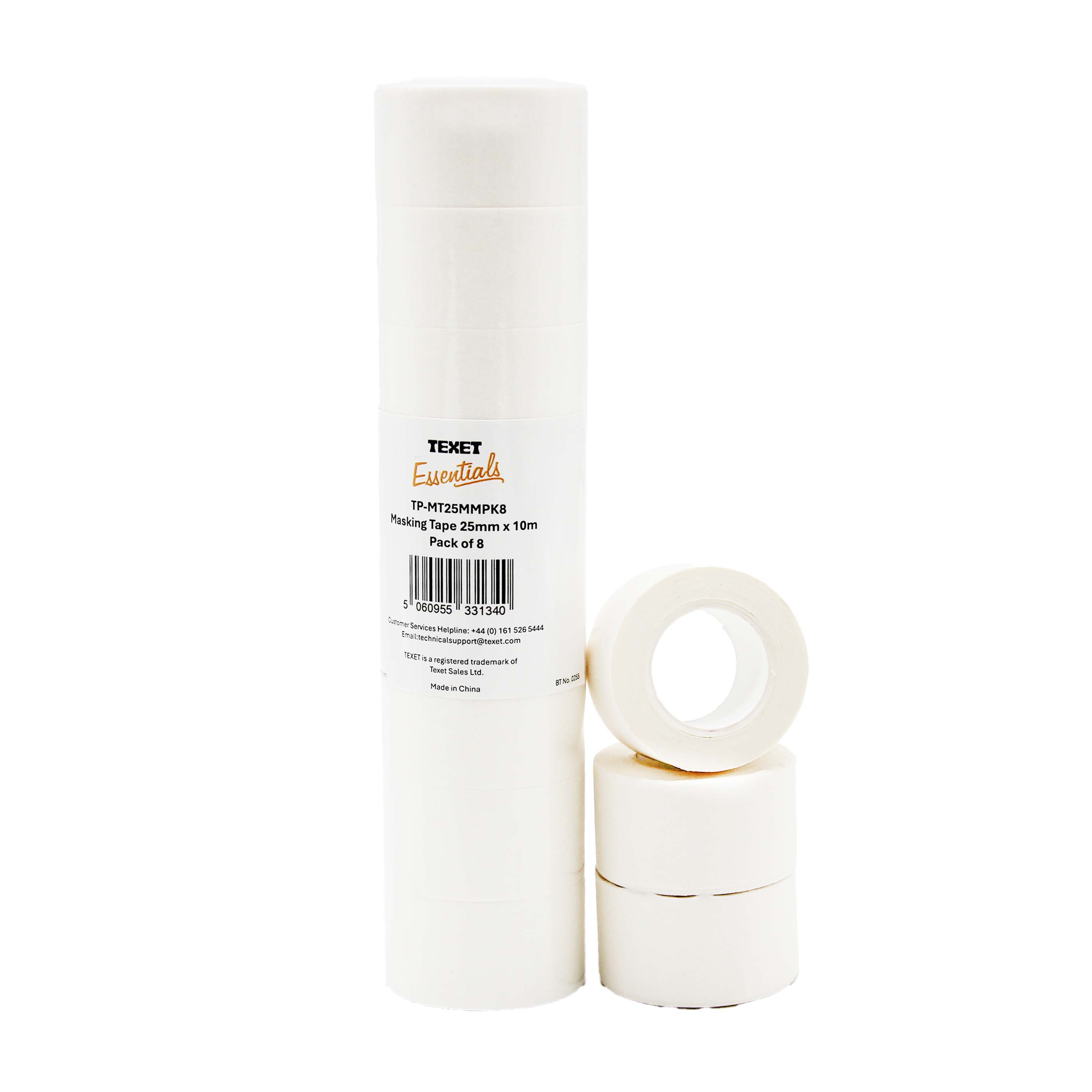 Texet Masking Tape 25mm x 10m, Pack of 8