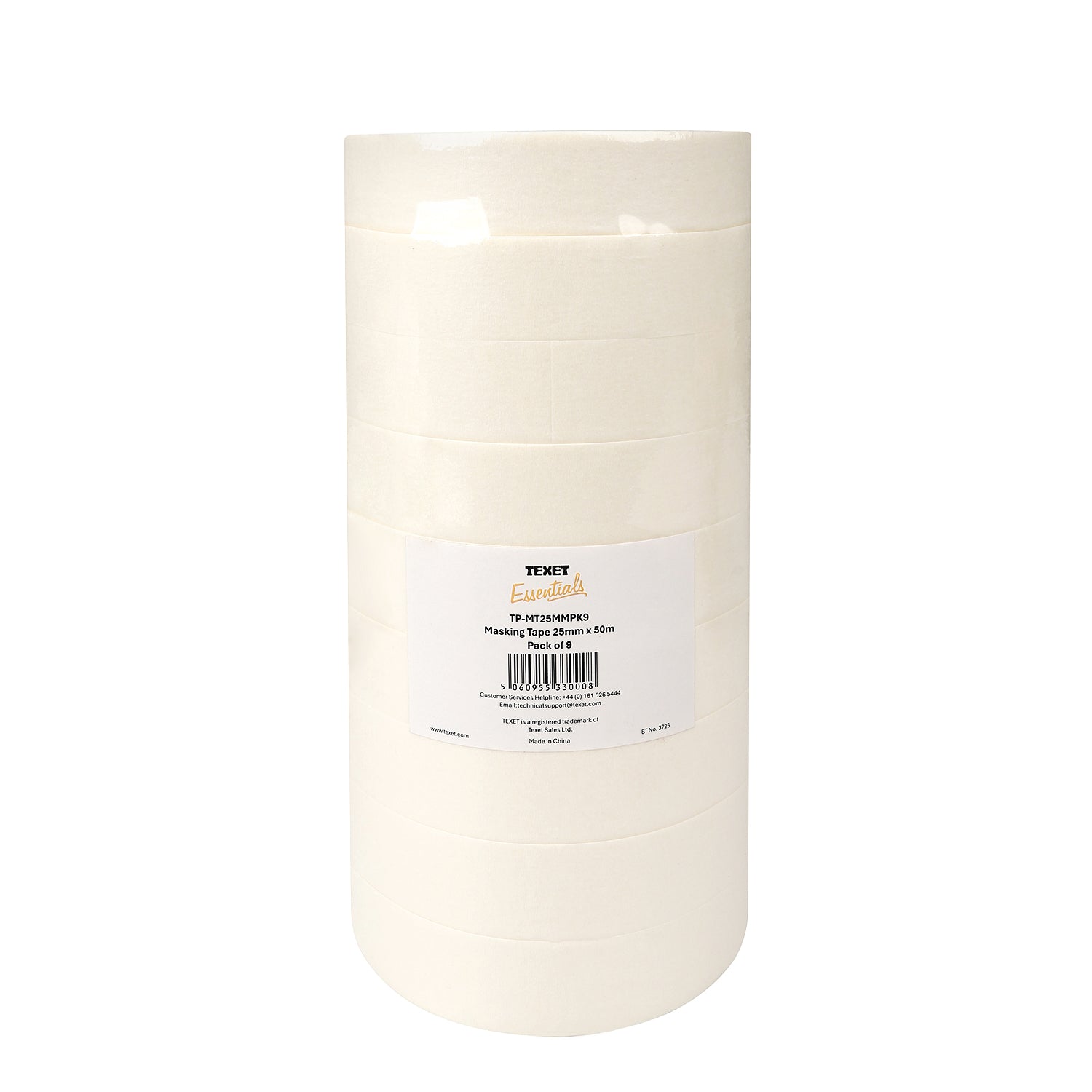 High Tack Masking Tape 25mm x 50m, Pack of 9