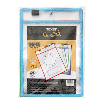 A4 Drywipe Sleeves Assorted Colours, Pack of 10
