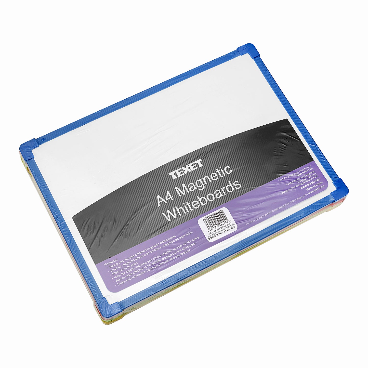 A4 Mix Colours Magnetic Framed Whiteboards, Pack of 4