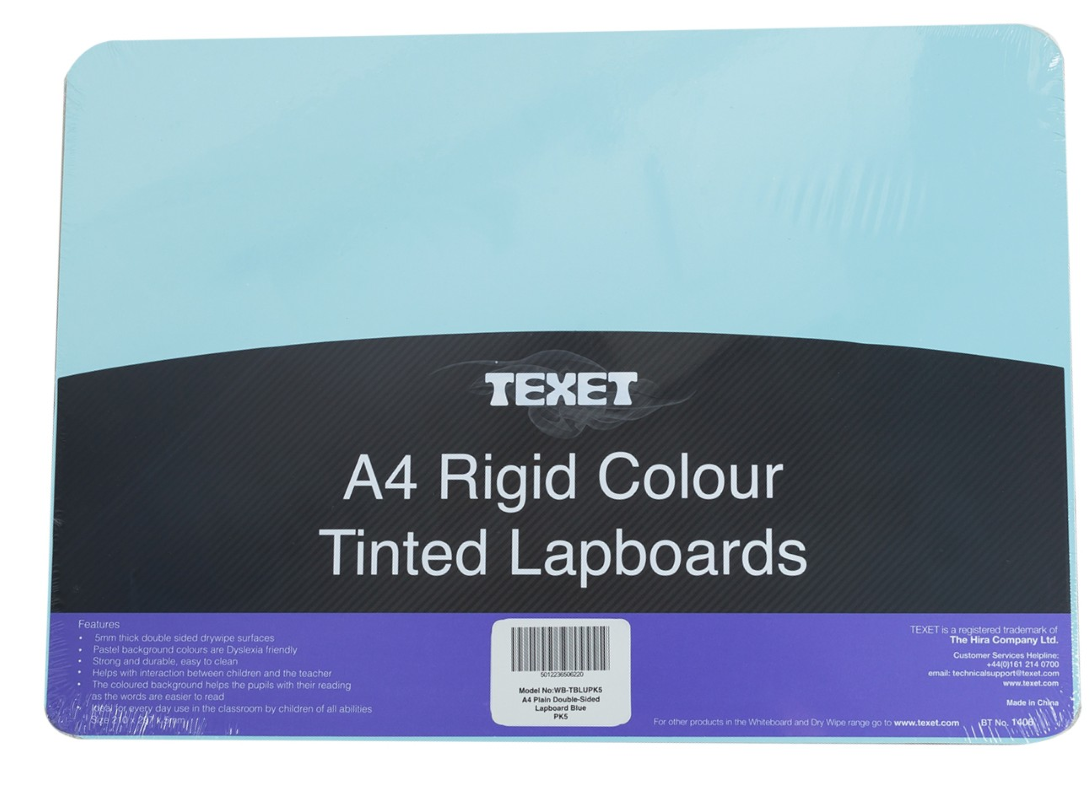 A4 Rigid Plain Double Sided Lapboard Blue, Pack of 5
