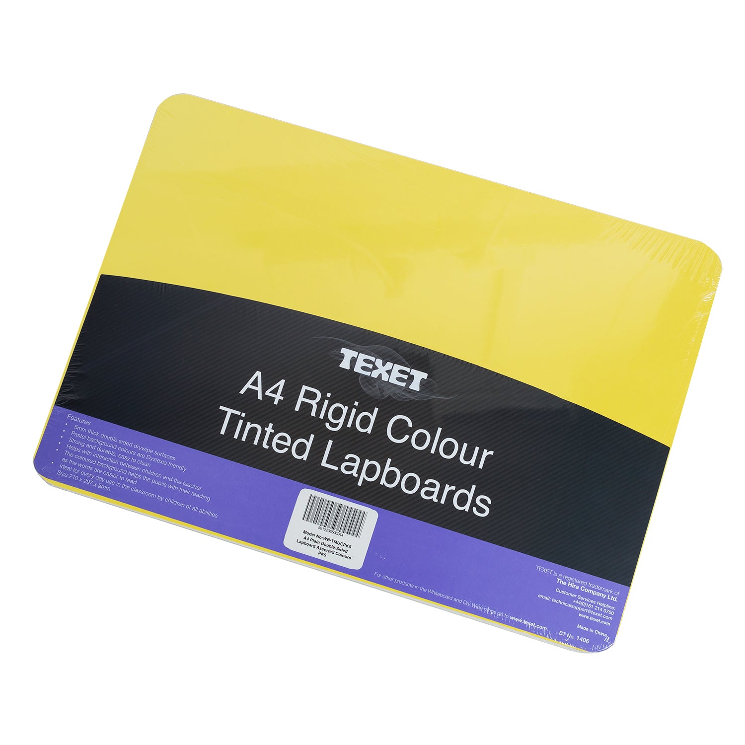 A4 Rigid Plain Double-Sided Lapboard Assorted, Pack of 5