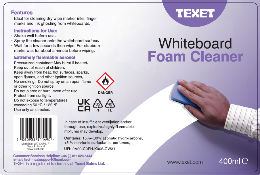 Whiteboard Cleaning Foam, 400ml