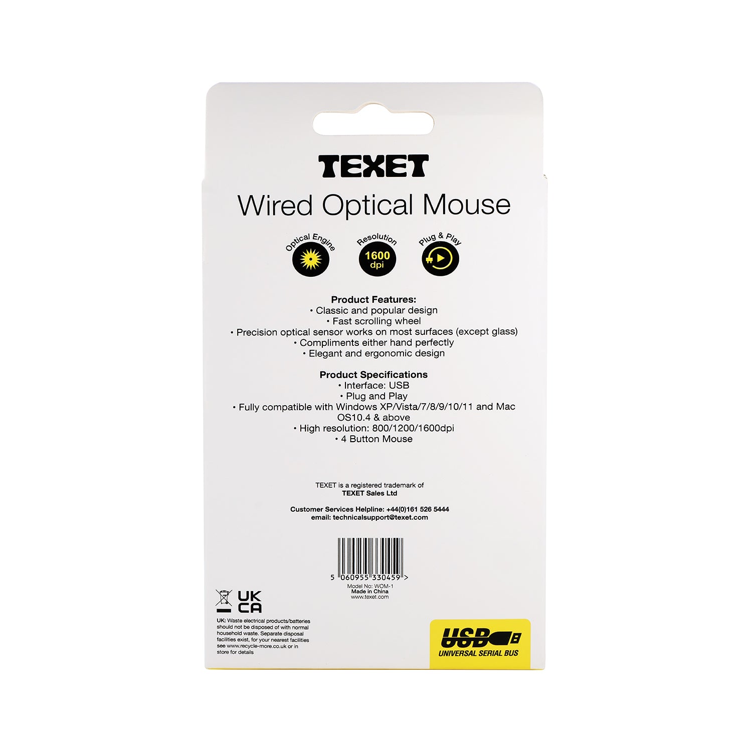 Wired Optical Mouse, 4 Buttons