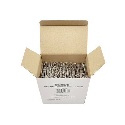 Wavy Paper Clips 75mm Pack 500 Metal