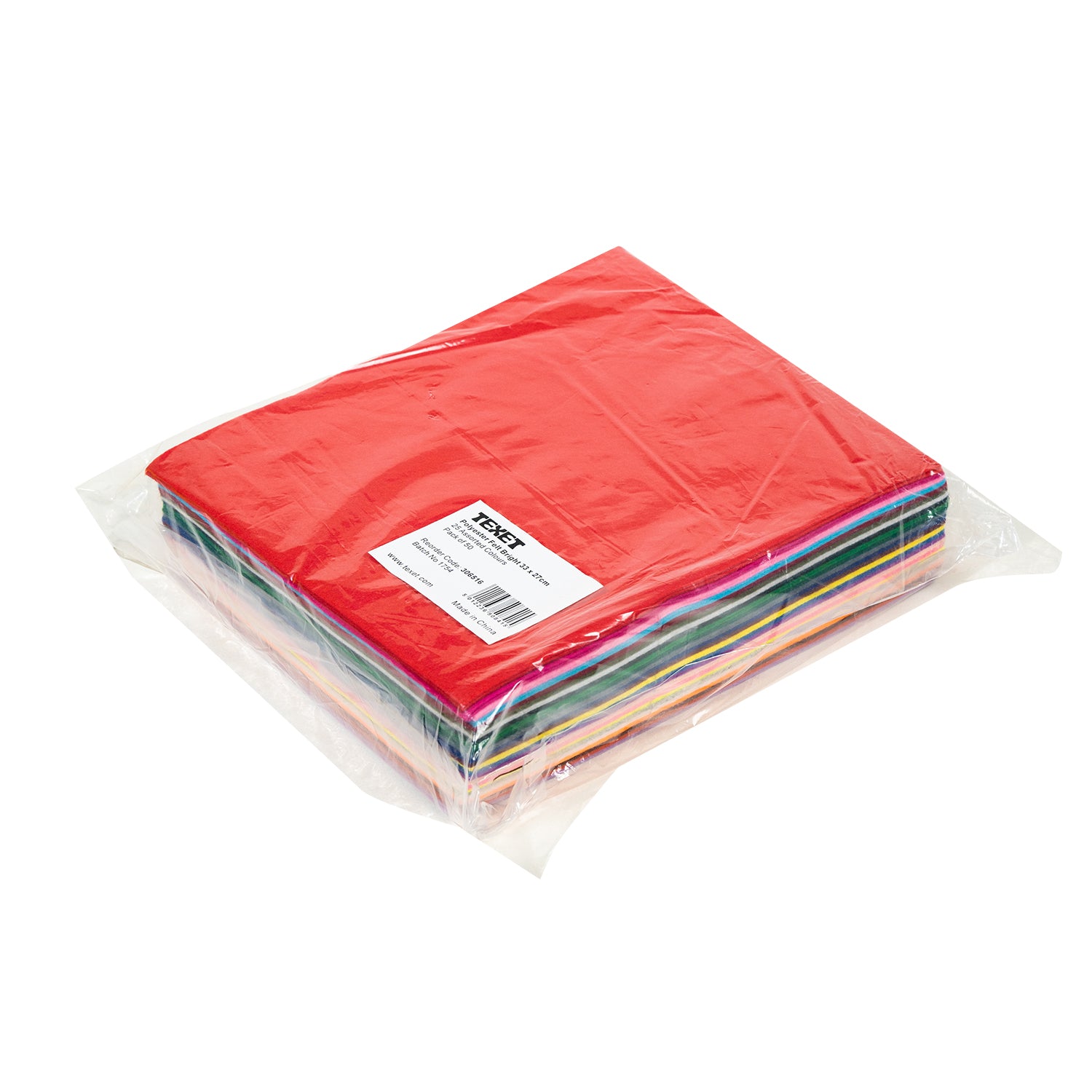 Bright Coloured Felt Sheets 33 x 27cm, Pack of 50