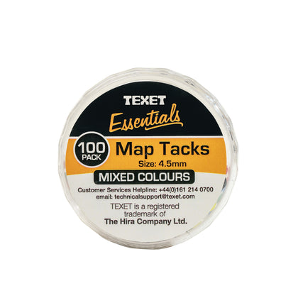 Map Tacks 4.5mm Pack 100 Assorted Colours