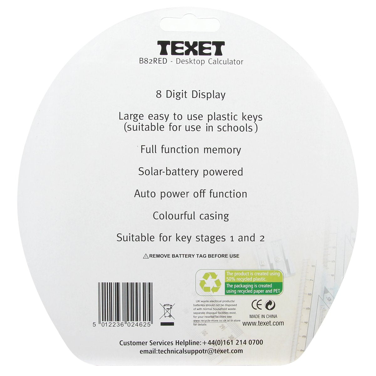 B82RED Desktop 8 Digit Calculator