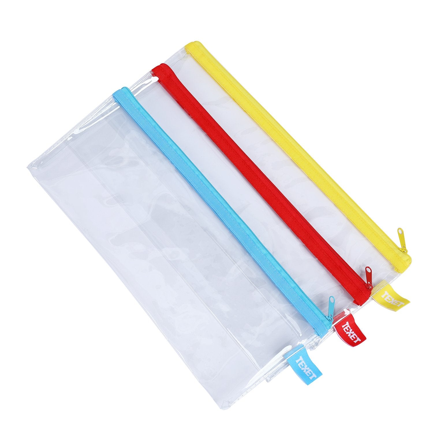 Clear Pencil Cases 325mm x 125mm Assorted Colours PK12