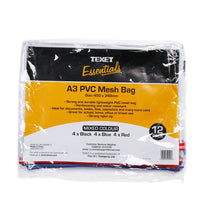 A3 Mesh Plastic Bags Assorted Colours PK12