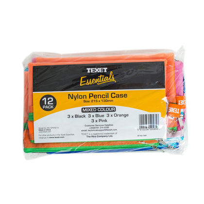 Nylon Pencil Case Mixed Colours PK 12