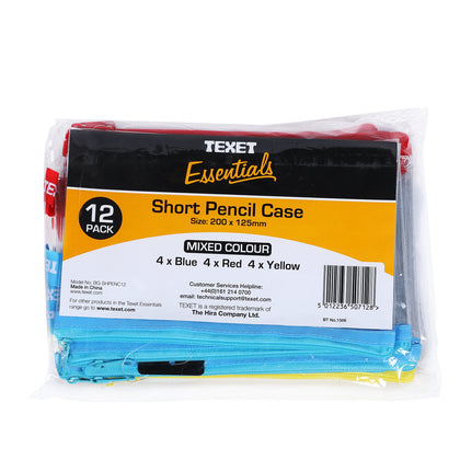 Clear Pencil Case 200mm x 125mm Assorted Colours PK12