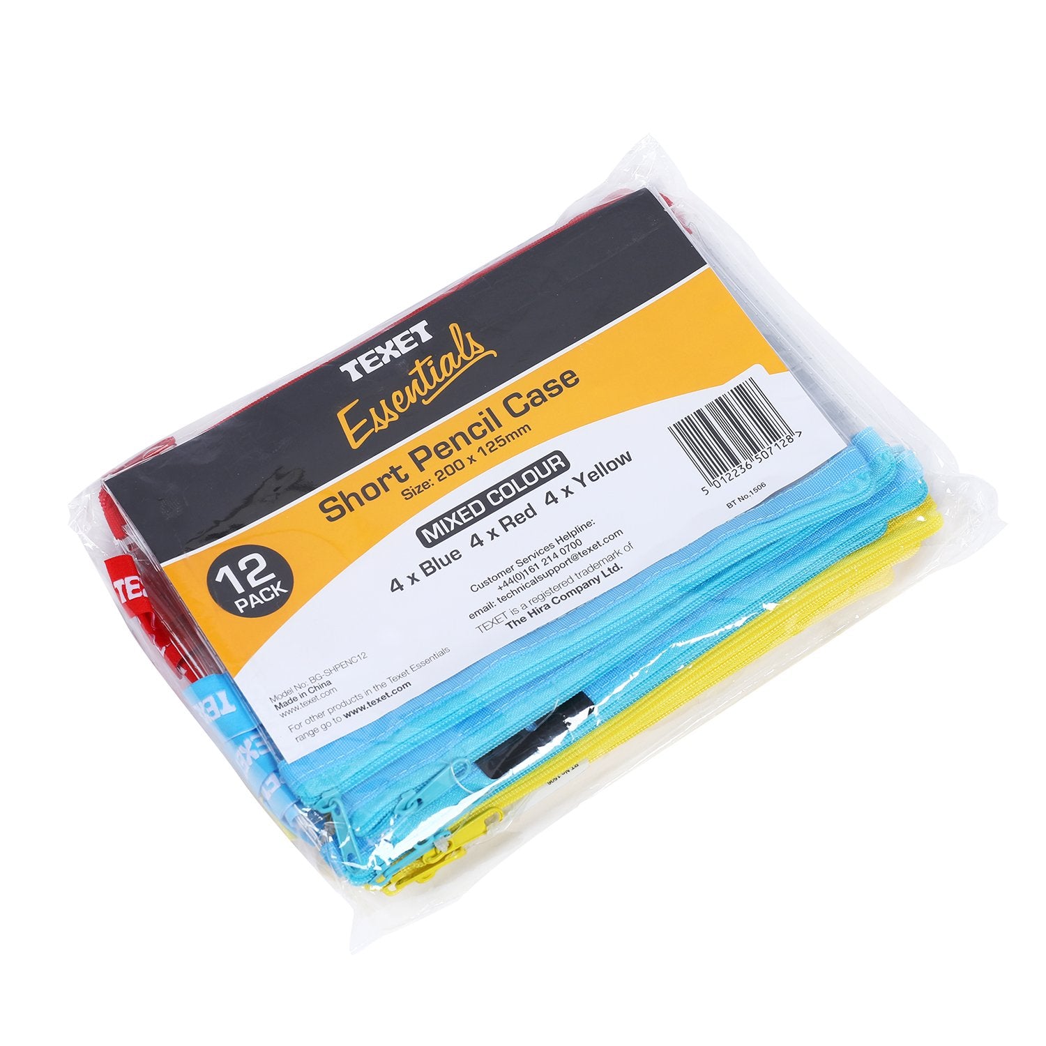 Clear Pencil Case 200mm x 125mm Assorted Colours PK12