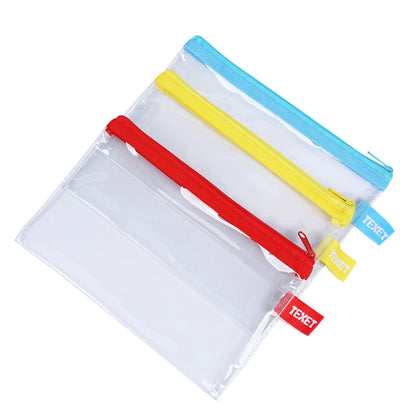 Clear Pencil Case 200mm x 125mm Assorted Colours PK12