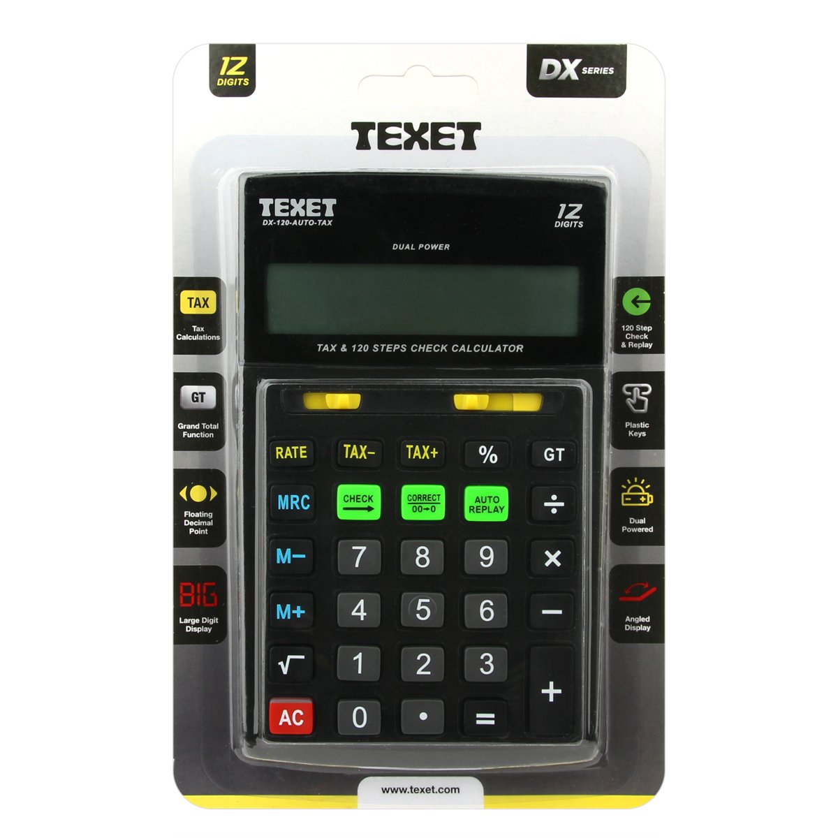 DX-120-AUTO-TAX Desktop 12 Digit Dual Powered Calculator