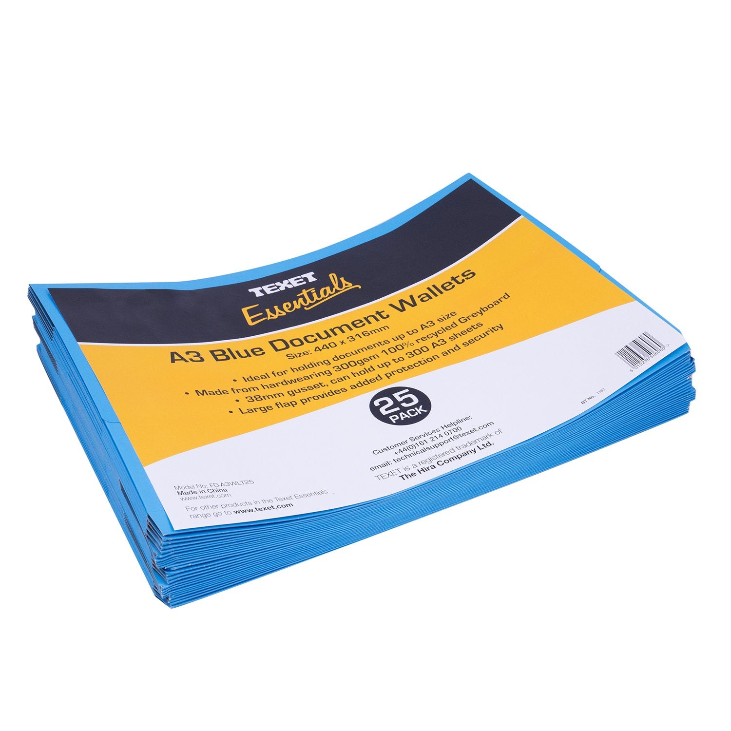 A3 Document Wallets Blue, Pack of 25