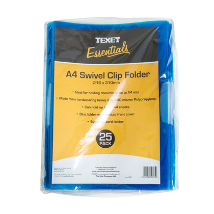 A4 Swivel Clip Folders Blue PK25