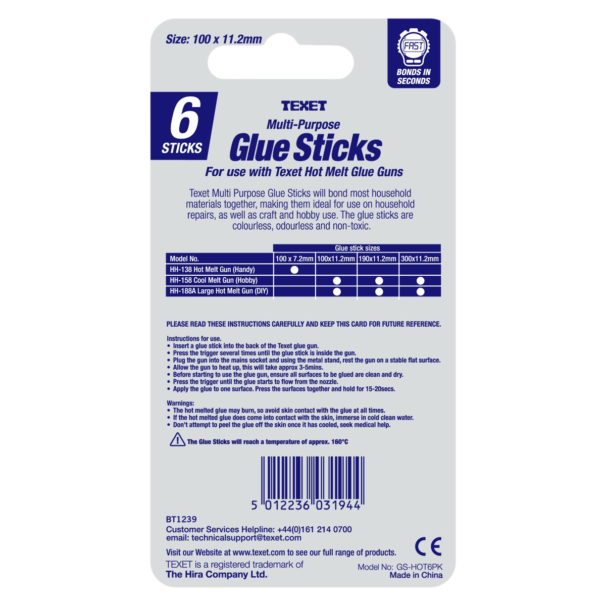 Hot Melt Glue Sticks 6PK Size 100x 11.2mm