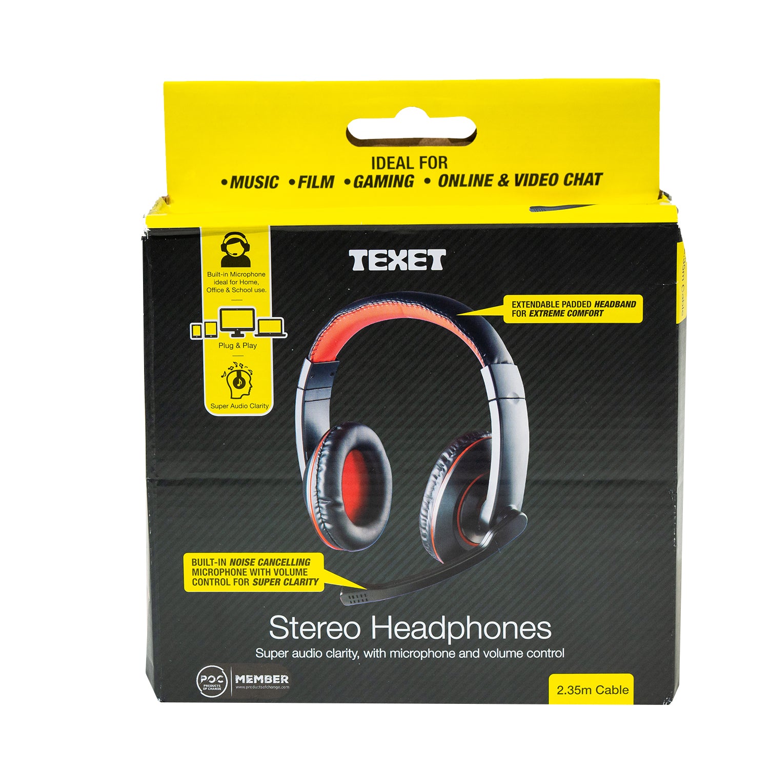Computer Headset Cable length 2.35m – www.texet.com