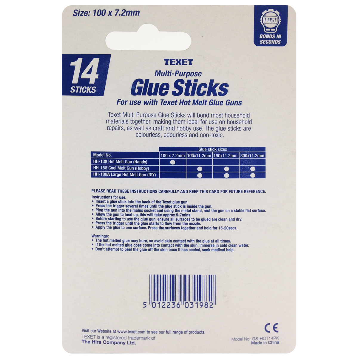 Hot Melt Glue Stick 100 x 7.2mm, Pack of 14