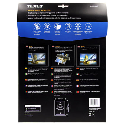 Texet Laminating Pouches A4 25 Pack