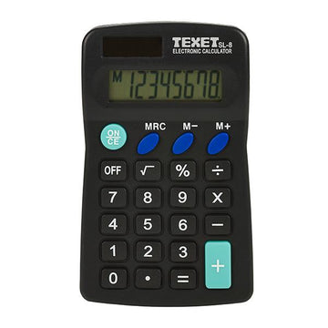 SL8 BLACK 8 Digit Dual Powered Pocket Calculator