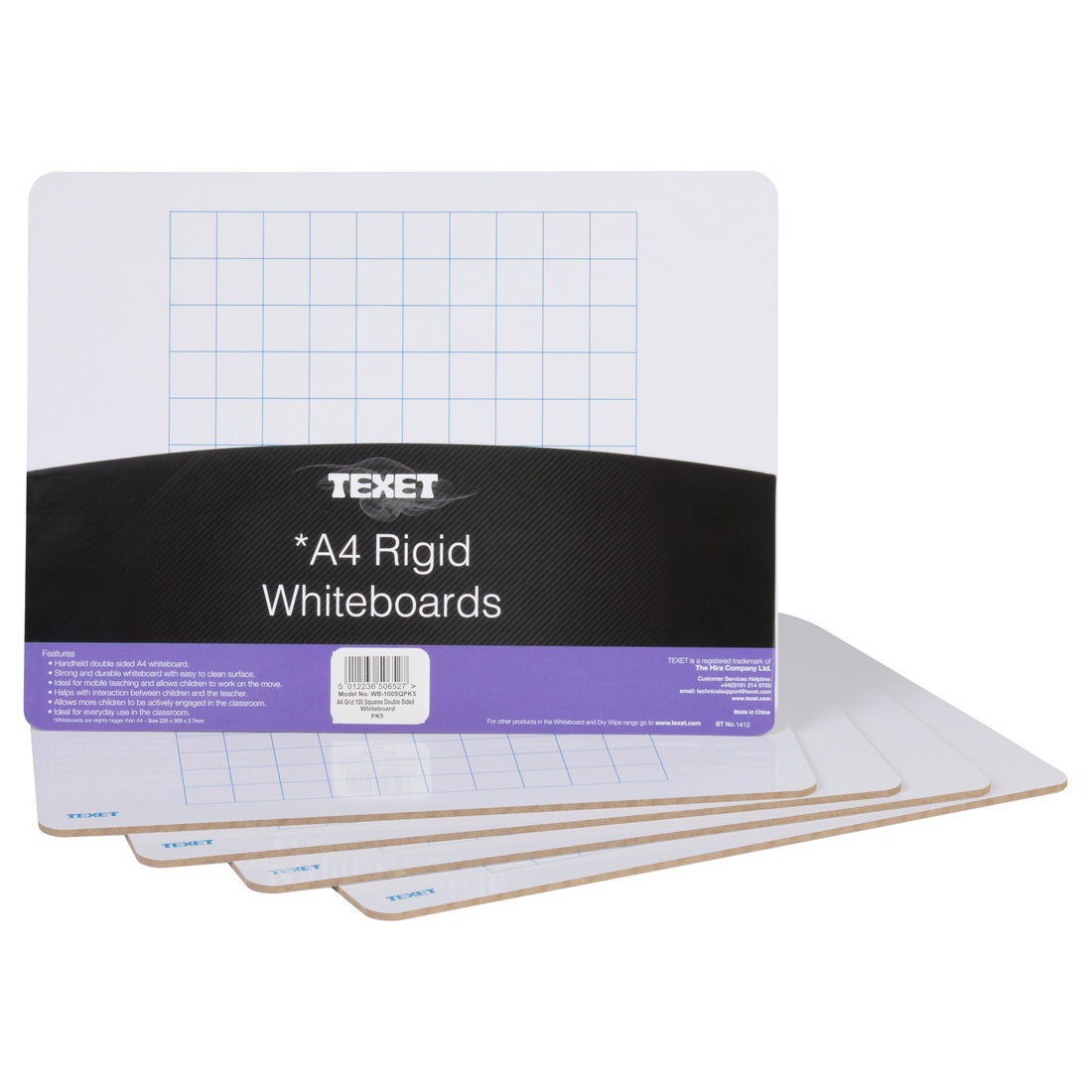 A4 Rigid Maths 100 Square Grid Whiteboard, Pack of 5