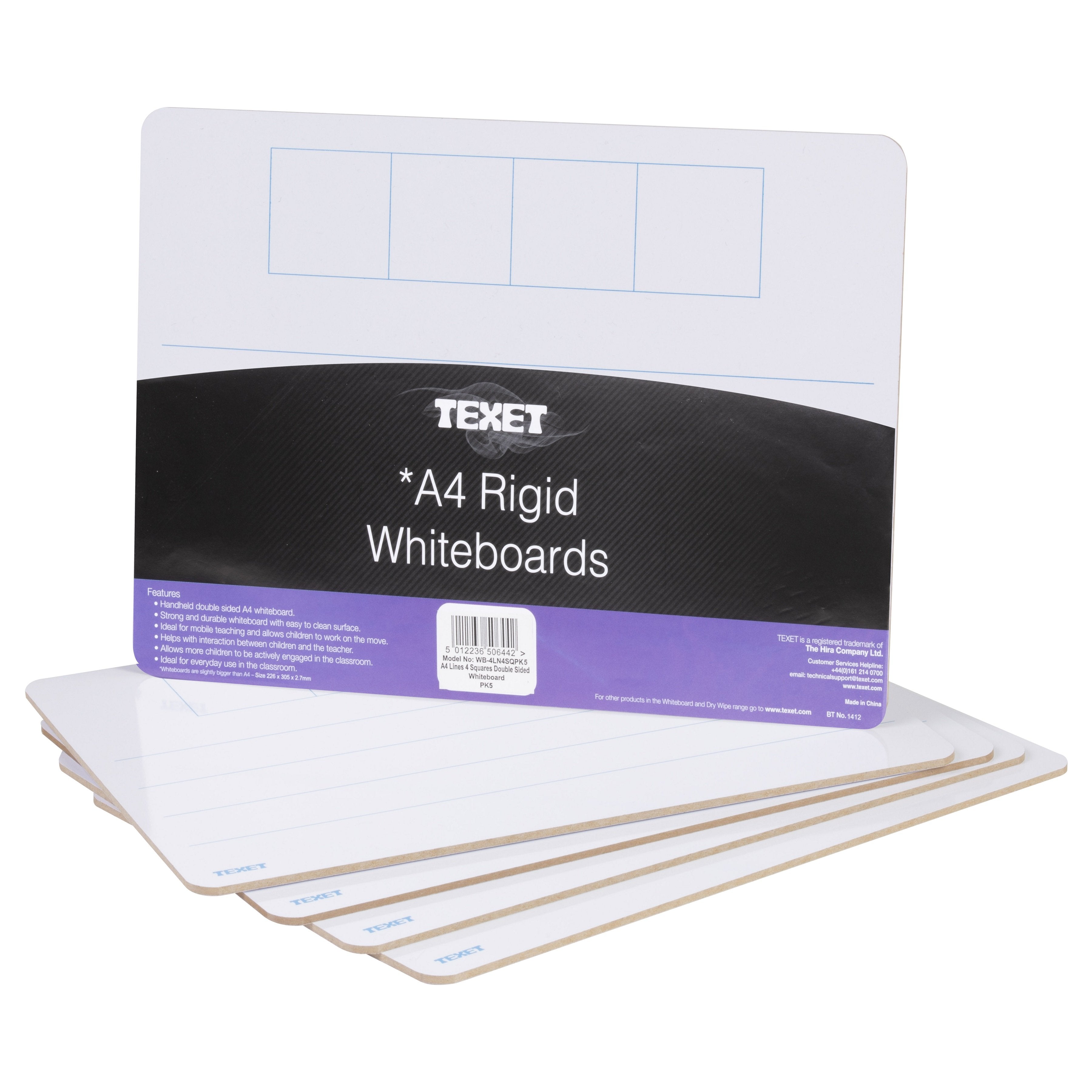 A4 Rigid Literacy Whiteboard, Pack of 5