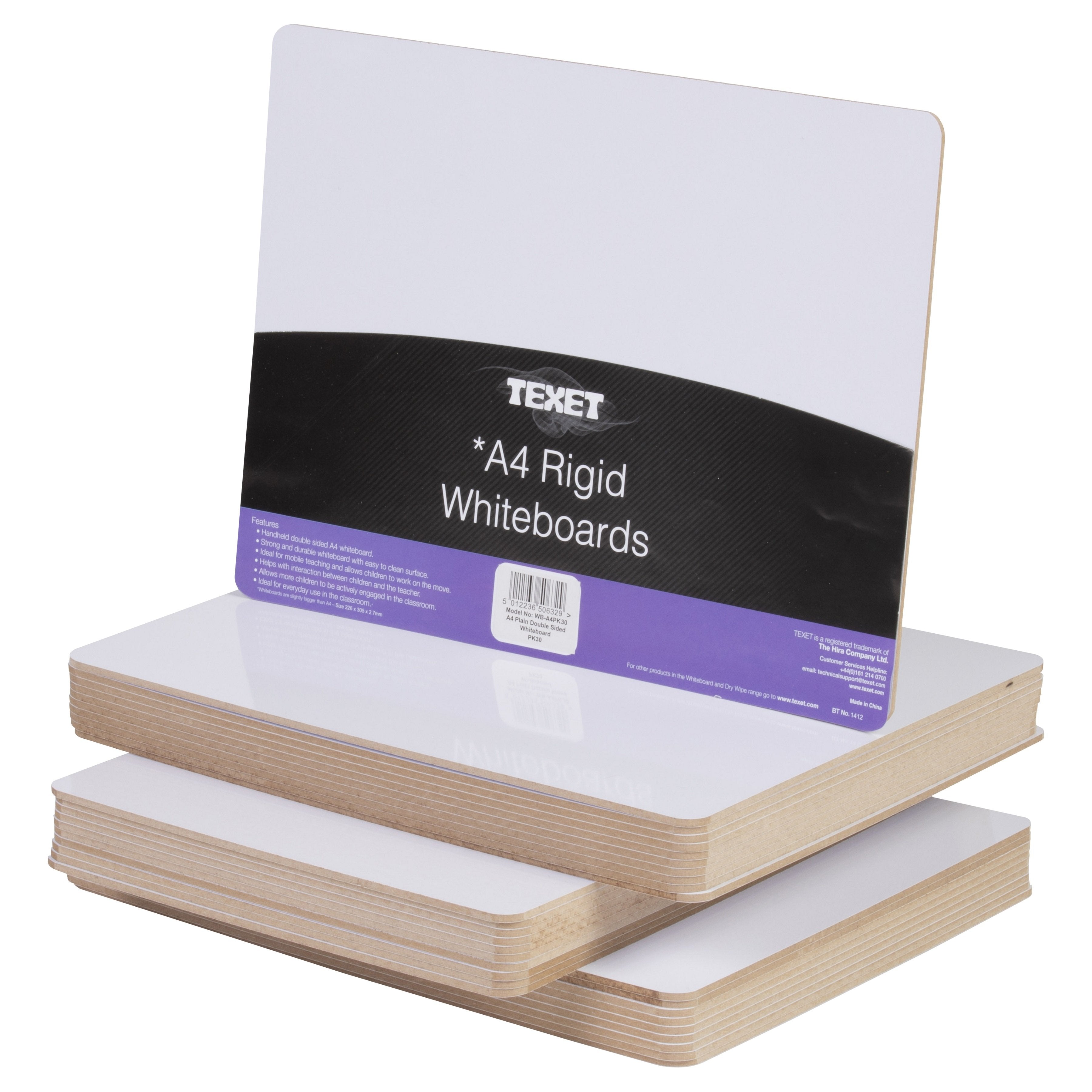 A4 Rigid Plain Whiteboard, Pack of 30