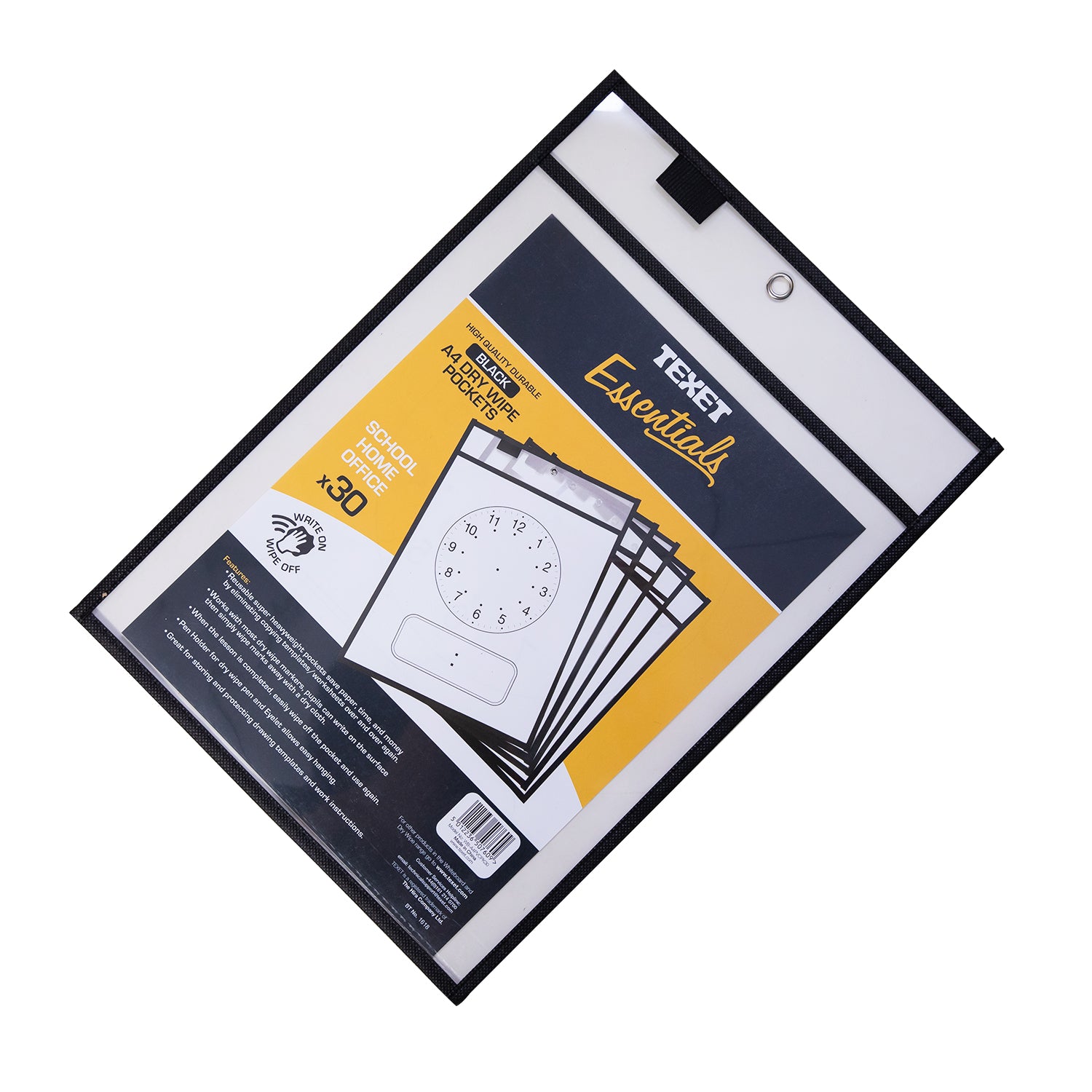 A4 Black Drywipe Sleeves, Pack of 30