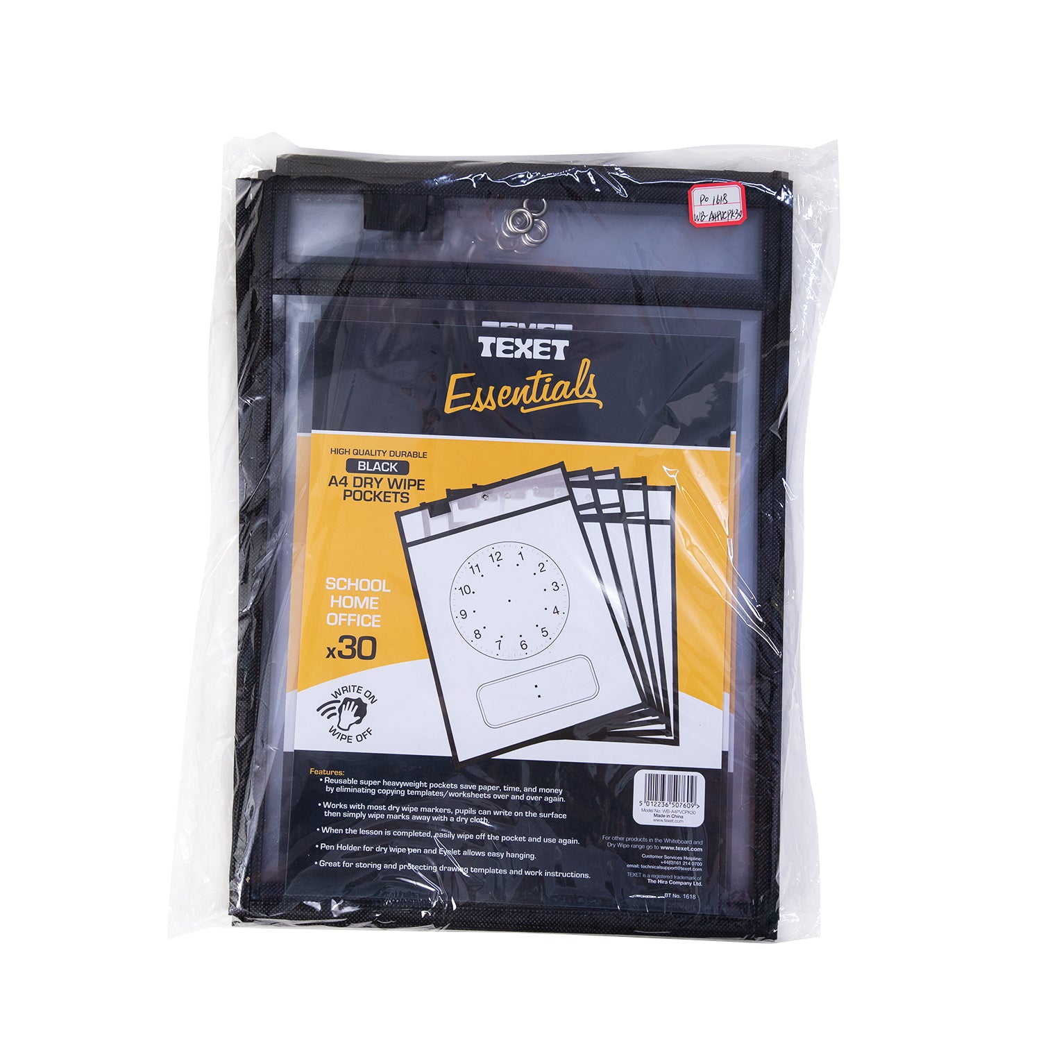 A4 Black Drywipe Sleeves, Pack of 30
