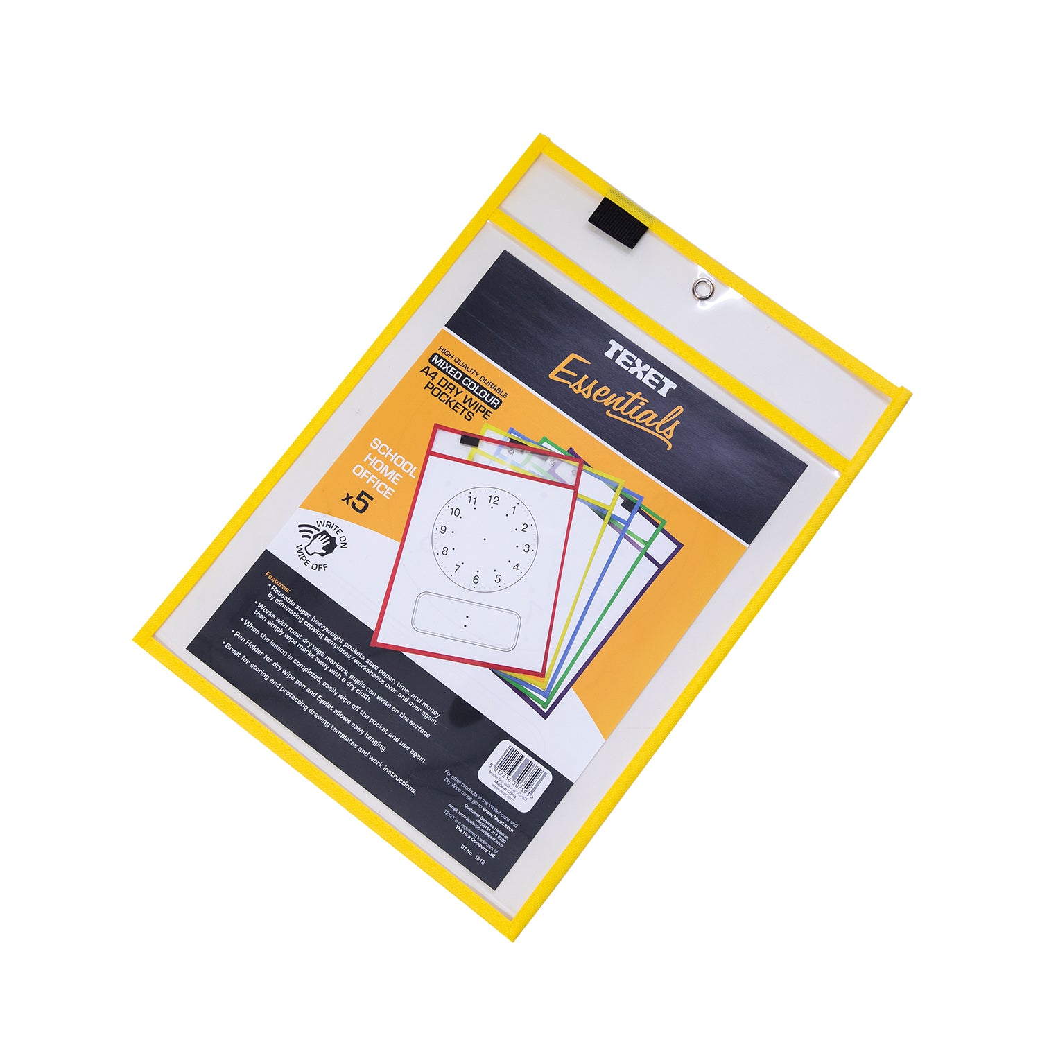 A4 Drywipe Sleeves Assorted Colours, Pack of 5