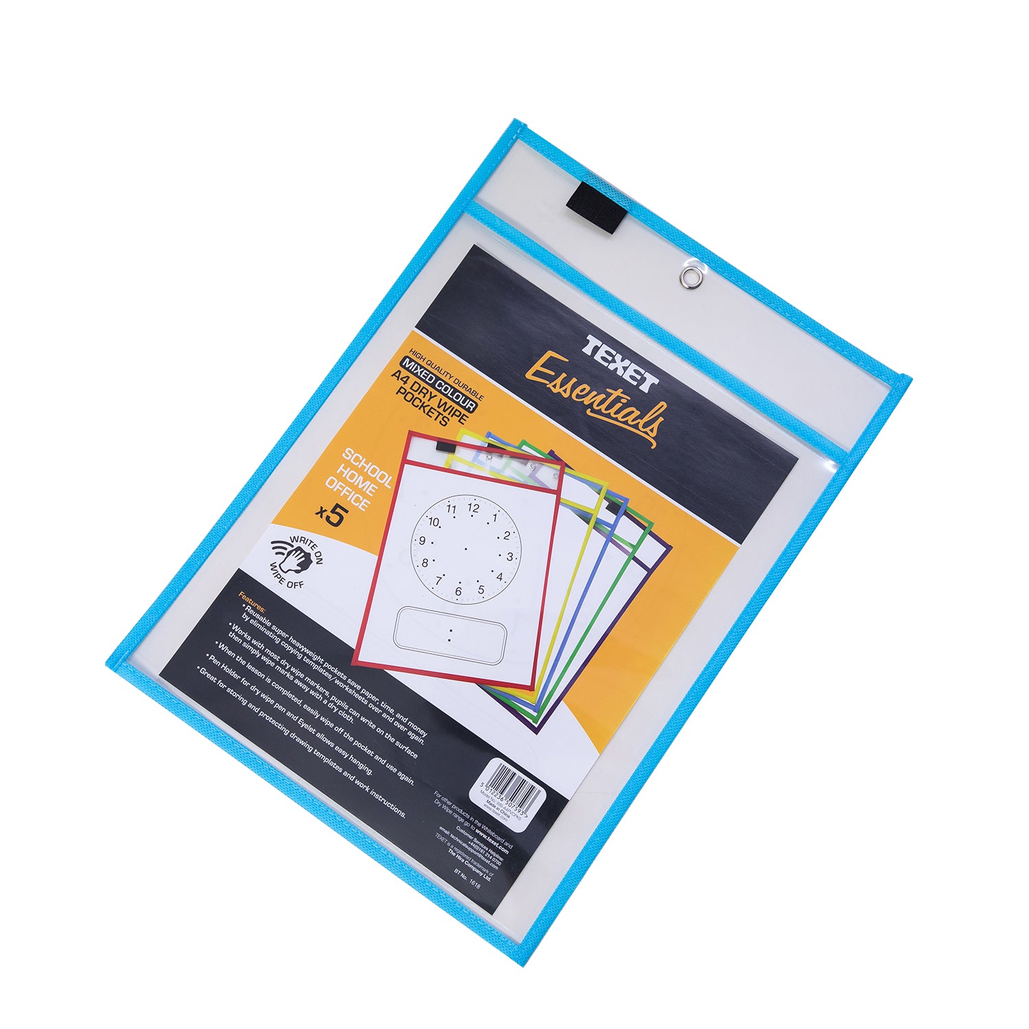 A4 Drywipe Sleeves Assorted Colours, Pack of 5