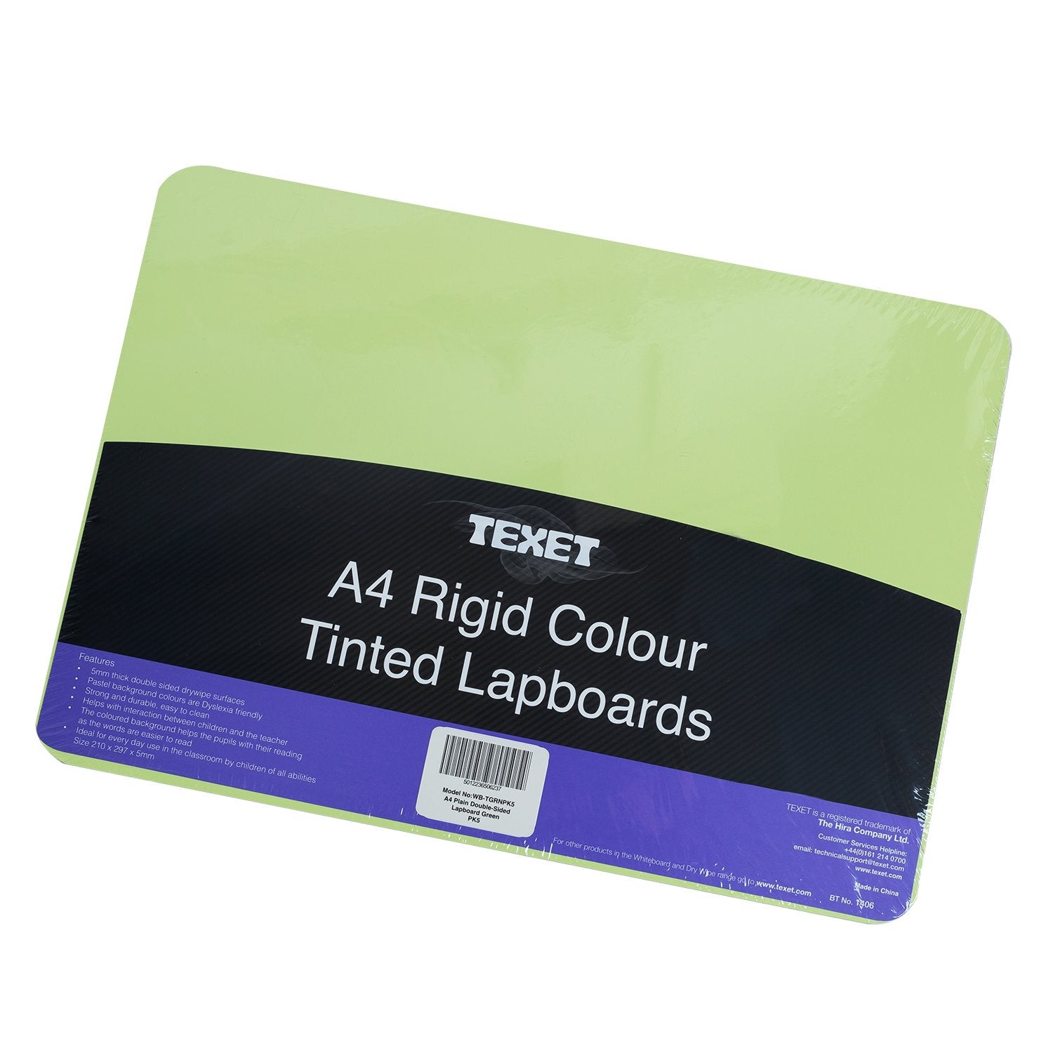 A4 Rigid Plain Double-Sided Lapboard Green, Pack of 5